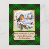 Beveridge Crest & Tartan w/Robin gepersonaliseerd Feestdagenkaart (Voorkant)