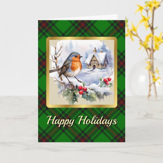Beveridge Crest & Tartan w/Robin gepersonaliseerd Kaart (Gele Bloem)