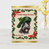 Beveridge Scottie Dog Gepersonaliseerde Xmas Kaart (Gele Bloem)