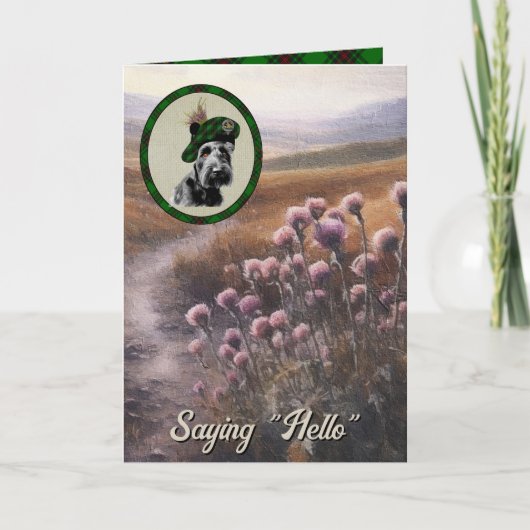 Beveridge Scottie Dog & Tartan gepersonaliseerd Kaart (Voorkant)