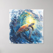 Beverige Zeeschildpad Canvas Afdruk (Voorkant)