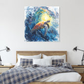 Beverige Zeeschildpad Canvas Afdruk (Insitu (Slaapkamer))