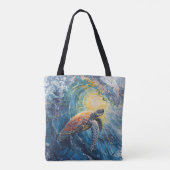 Beverige Zeeschildpad Tote Bag (Achterkant)