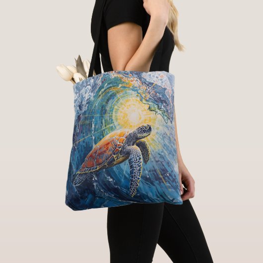 Beverige Zeeschildpad Tote Bag (Dichtbij)