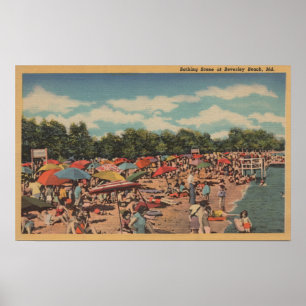 Beverley Beach, MD - Sunbathing Scene Poster