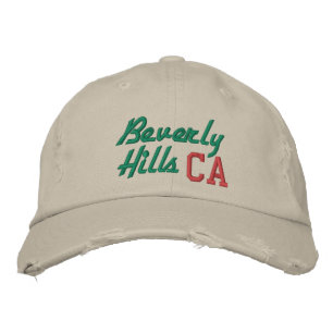 Beverly Hills CA Groene en Rode Stijl Geborduurde Pet