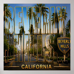 Beverly Hills California Palmbomen Reis Herinnerin Poster