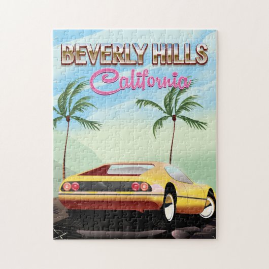 Beverly Hills California retro-reisposter Legpuzzel (Verticaal)
