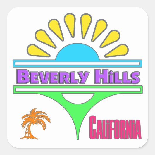 "Beverly Hills Colorful 1"-Sticker Vierkante Sticker (Voorkant)