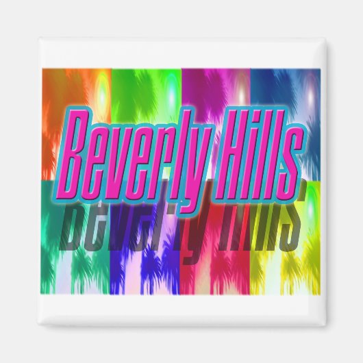 "Beverly Hills" Colorful Palms Magnet (Voorkant)