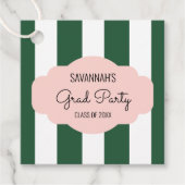 Beverly Hills Green & Pink Afstudeerder Party Bedankjes Labels (Voorkant)