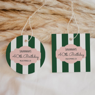 Beverly Hills Green & Pink Birthday Party Bedankjes Labels