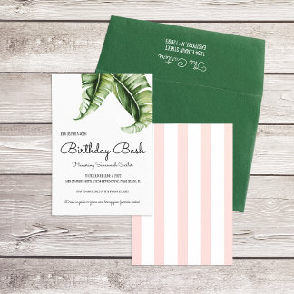 Beverly Hills Green & Pink Birthday Party Kaart