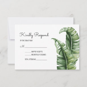 Beverly Hills Hotel Geïnspireerde Banana Leaf Reac RSVP Kaartje