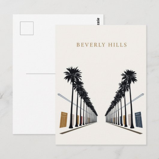 Beverly Hills Palm Tree Shopping Art Briefkaart (Voorkant / Achterkant)
