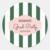 Beverly Hills Pink & Green Afstudeerder Party Ronde Sticker (Voorkant)