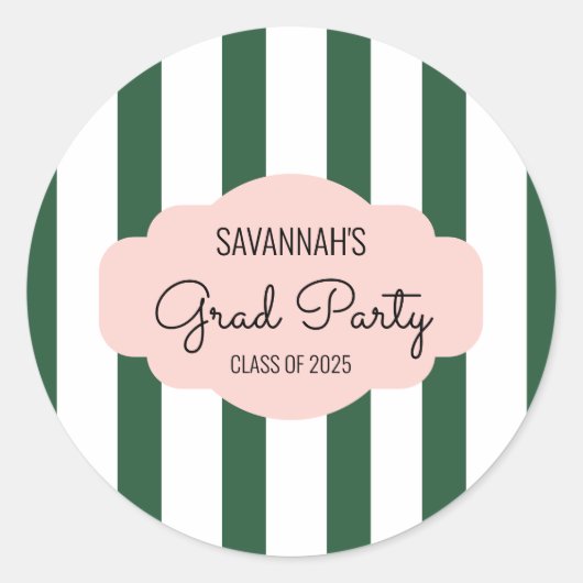 Beverly Hills Pink & Green Afstudeerder Party Ronde Sticker (Voorkant)