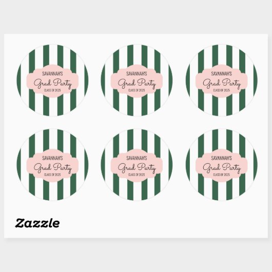 Beverly Hills Pink & Green Afstudeerder Party Ronde Sticker (Vel)