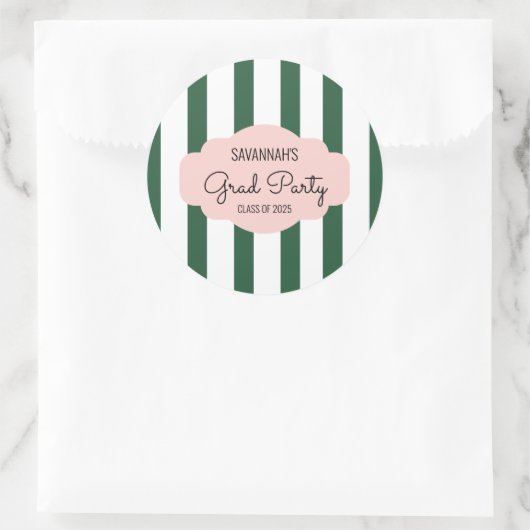 Beverly Hills Pink & Green Afstudeerder Party Ronde Sticker (Tas)