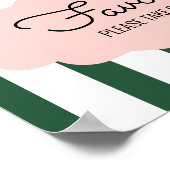 Beverly Hills Pink & Green Baby shower Favor Sign Poster (Hoek)