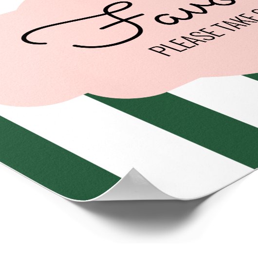 Beverly Hills Pink & Green Baby shower Favor Sign Poster (Hoek)