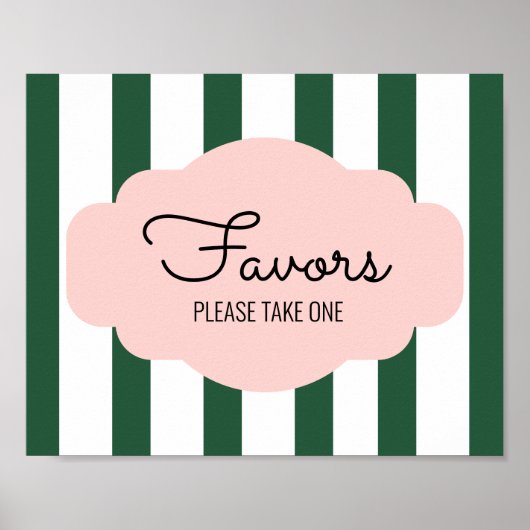 Beverly Hills Pink & Green Baby shower Favor Sign Poster (Voorkant)