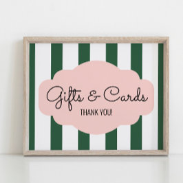 Beverly Hills Pink & Green Baby shower Gifts Sign Poster