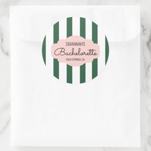 Beverly Hills Pink & Green Bachelorette Party Ronde Sticker (Tas)