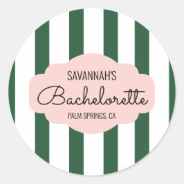 Beverly Hills Pink & Green Bachelorette Party Ronde Sticker