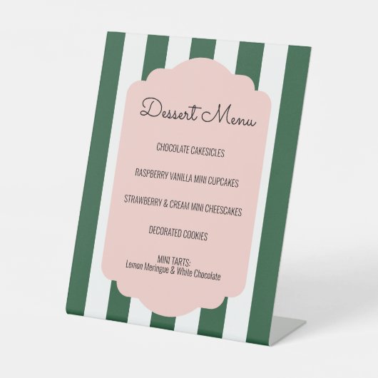 Beverly Hills Pink & Green Dessert Menu Reclamebord Met Voetstuk (Voorkant)