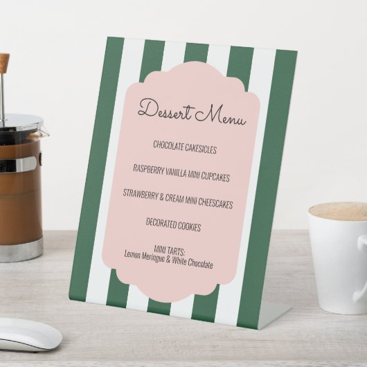 Beverly Hills Pink & Green Dessert Menu Reclamebord Met Voetstuk (Insitu)
