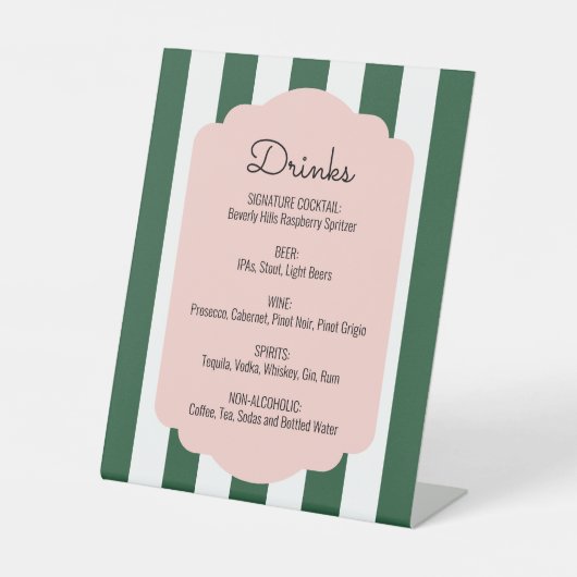Beverly Hills Pink & Green Drink Menu Reclamebord Met Voetstuk (Voorkant)