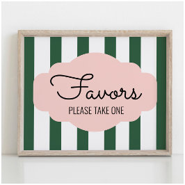 Beverly Hills Pink + Green Party Favoriet Sign Poster