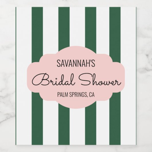 Beverly Hills Pink & Green Vrijgezellenfeest Wijn Etiket (Enkel label)