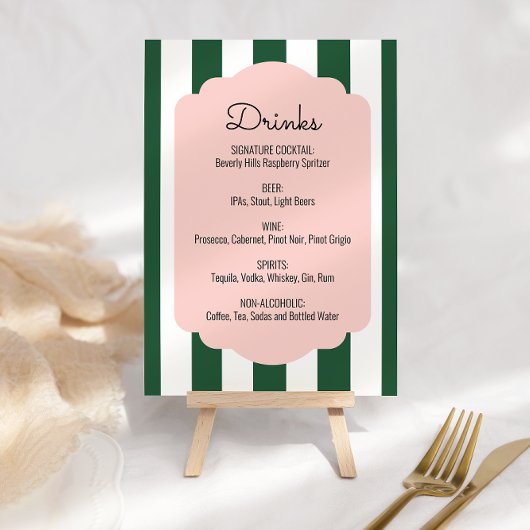 Beverly Hills Roze & Groene Drinkmenu Poster