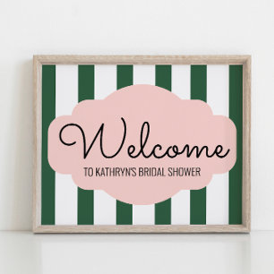 Beverly Hills Roze & Groene Welkom Babyborrel Poster