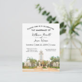 Beverly Hills Stadhuis Save the Date Waterverf Kaart (Staand voorkant)