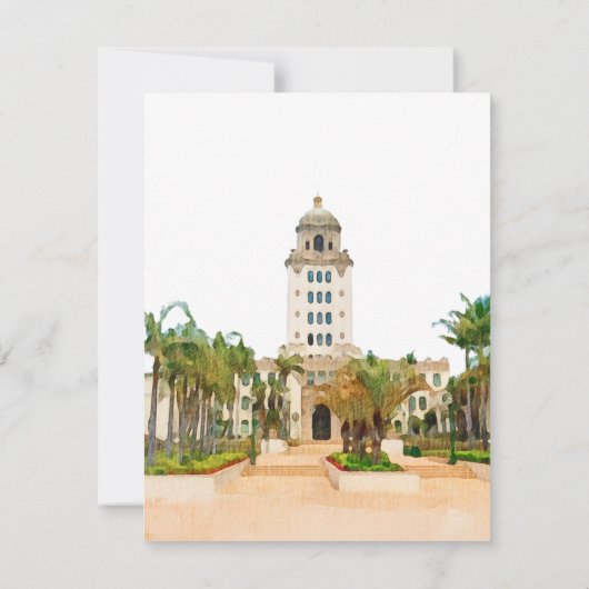 Beverly Hills Stadhuis Save the Date Waterverf Kaart (Achterkant)