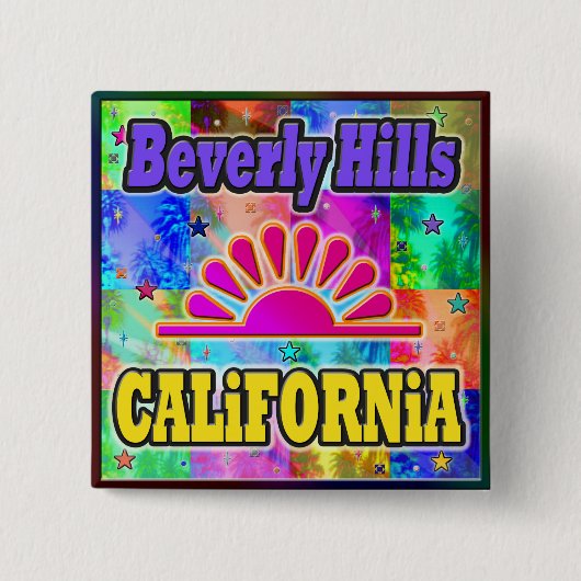 Beverly Hills Sun en Palms Button (Voorkant)