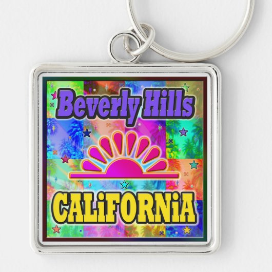 Beverly Hills Sun en Palms Sleutelhanger (Voorkant)