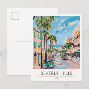 Beverly Hills USA Kunst Illustratie Reizen Briefkaart