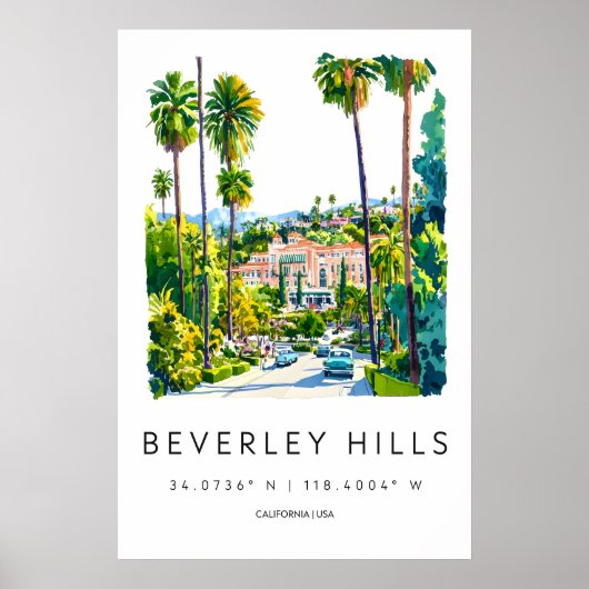 Beverly Hills Watercolor 2 Poster (Voorkant)