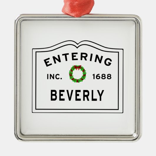 Beverly, MA Holiday Wreath Metal Ornament (Voorkant)