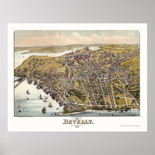 Beverly, MA Panoramic Map - 1886 Poster (Voorkant)