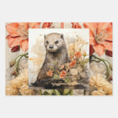 Bevers & Flowers  geïnspireerd Inpakpapier Vel (Voorkant 3)