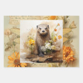 Bevers & Flowers  geïnspireerd Inpakpapier Vel (Voorkant 2)