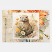 Bevers & Flowers  geïnspireerd Inpakpapier Vel (Voorkant)