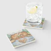 Bevers in de liefde stenen onderzetter (Zijkant)