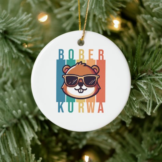 Bevers met zonnebril keramisch ornament (Boom)