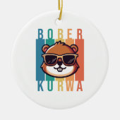 Bevers met zonnebril keramisch ornament (Voorkant)